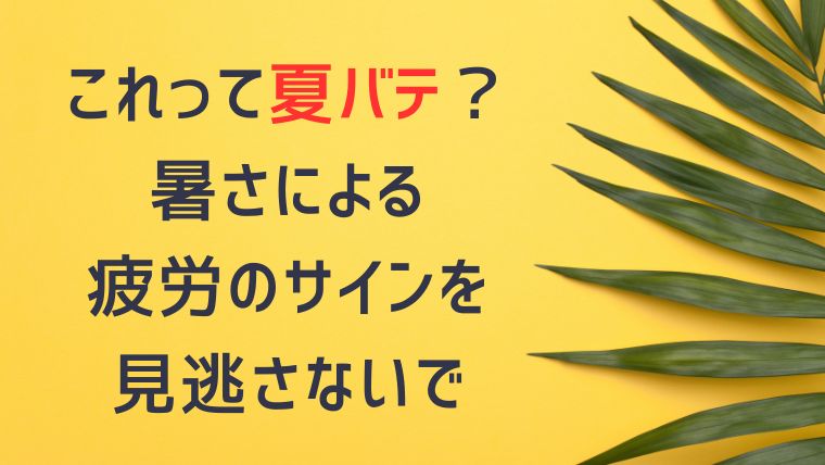 これって夏バテ？暑さによる疲労のサインを見逃さないで