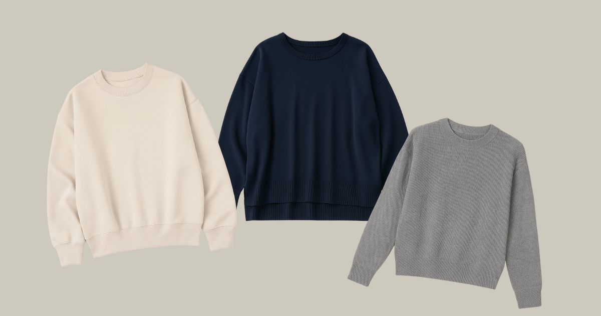 クルーネックと丸首に明確な違いはない