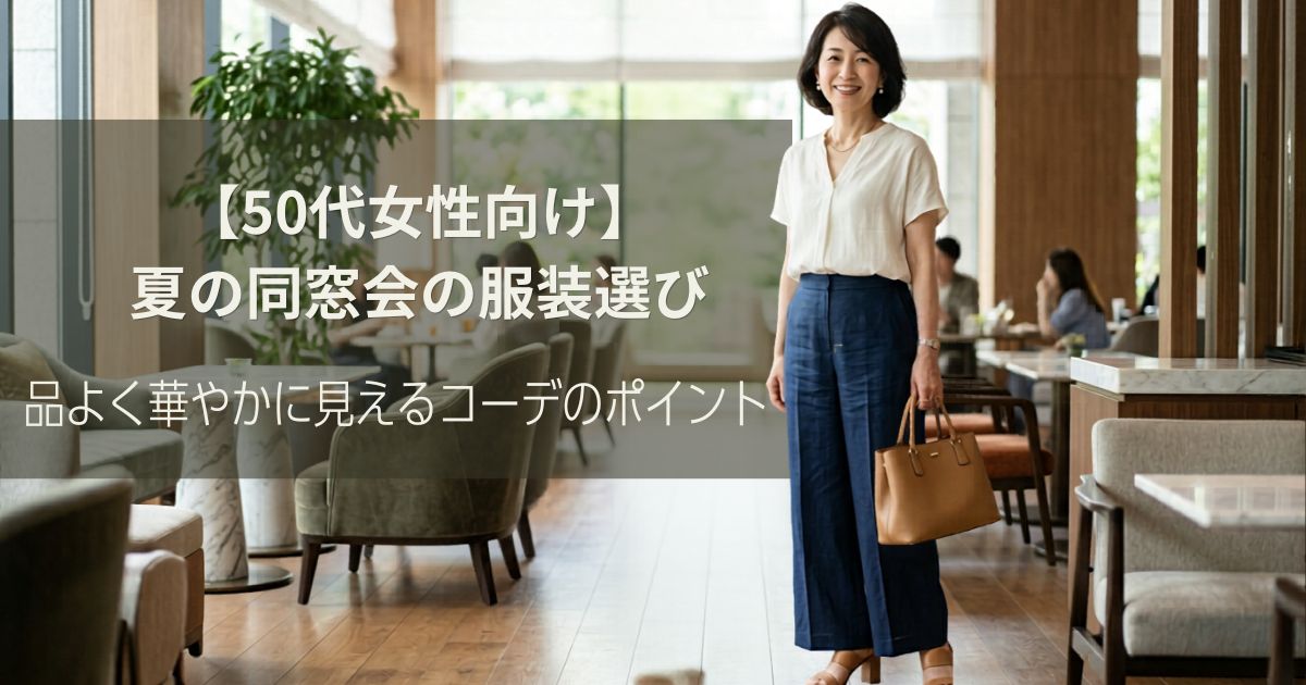 【50代女性向け】夏の同窓会の服装選び｜品よく華やかに見えるコーデのポイント