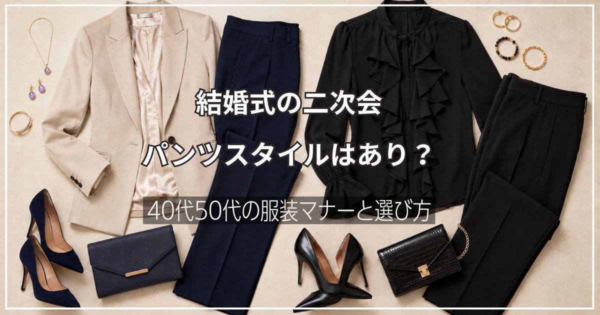 結婚式の二次会、パンツスタイルはあり？40代50代の服装マナーと選び方