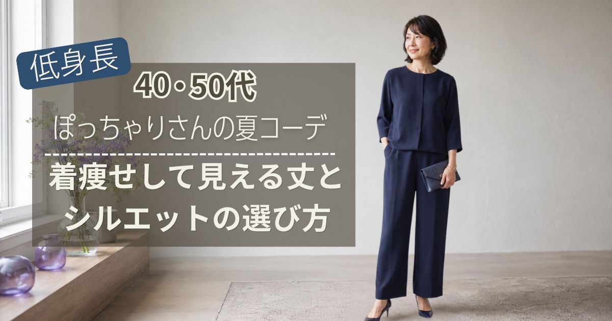 低身長ぽっちゃりさんの夏コーデ｜40代50代が着痩せして見える丈とシルエットの選び方