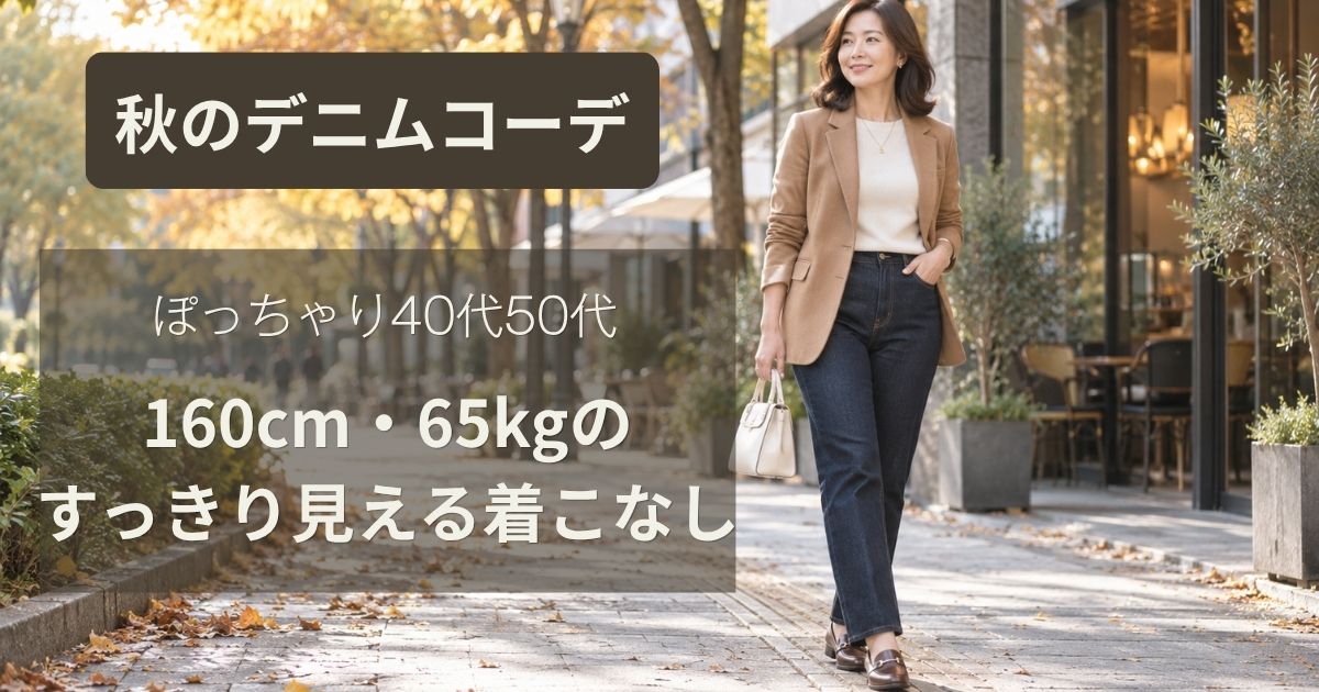 ぽっちゃり40代50代の秋デニムコーデ｜160cm・65kgのすっきり見える着こなし